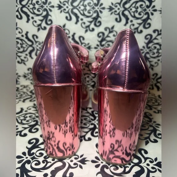 NWOT Pink Metallic Platform Heels Mary Jane - Picture 3 of 11